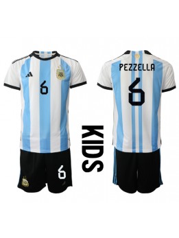 Otroški Nogometna dresi replika Argentina German Pezzella #6 Domači SP 2022 Kratek rokav (+ hlače)